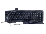 Kit Birou Negru USB A 1,8m US Layout 3,5mm