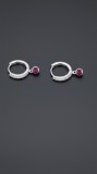 Cumpara ieftin Cercei Creole din Argint 925 Ruby Drop Pave, 12 mm