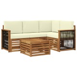 vidaXL Set de canapele de exterior 5 pcs Natural și Crem 3384321
