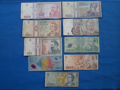 LOT 9 BANCNOTE ANI DIFERITI -ROMANIA foto
