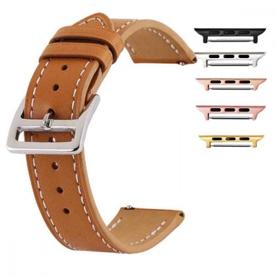 Curea piele, compatibila cu Apple Watch 9|8|7|6|5|4|3|2|1 Series, 49mm|45mm|44mm|42mm, Camel Brown foto