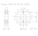 Pinion fata 14 dinti pas lant 520 - ATV Arctic Cat KXR 250 (02-13) - CPI XS 250 (07-10) - MXU 250 (05) - KXR 250 (03-05) - KXR 300
