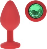 Dop Anal Silicone Buttplug, Medium, Rosu/Verde, Guilty Toys