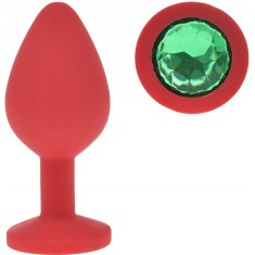Dop Anal Silicone Buttplug, Medium, Rosu/Verde, Guilty Toys