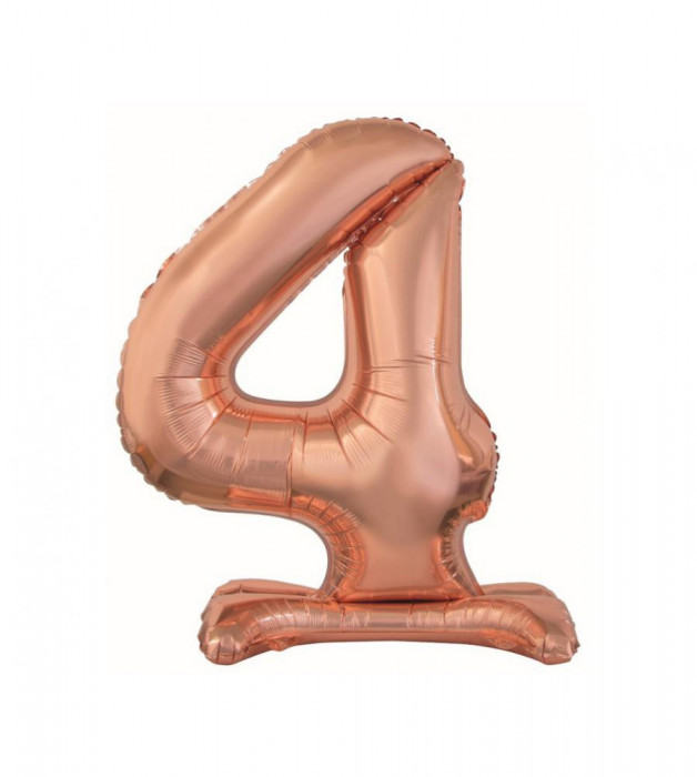Balon folie stativ sub forma de cifra, roz auriu 74 cm-Tip Cifra 4