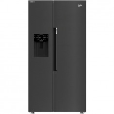 Side by side Beko GN162340XBRN, 571 l, Clasa E, NeoFrost Dual Cooling, HarvestFresh, Ice fall, Water dispenser, Compresor inverter, Display touch cont