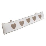 Protectie anti-curent pentru usa, 90x14 cm, Ecru cu carouri maro si inimi, CMCLASS