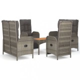 Set mobilier de gradina cu perne, 5 piese, gri, poliratan