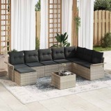 vidaXL Set de canapele pentru grădină 9 pcs Gri deschis Rattan poli