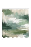 Perdea de duș din țesătură cu design abstract de pensulă și c&acirc;rlige 175x200cm &ndash; Maro șist/Alb/Turcoaz