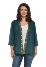 Bluza Dama Verde tip Kimono cu banda deco foto