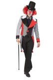 Frac Jester Harley, costum arlechin barbati carnaval, negru rosu - M/L