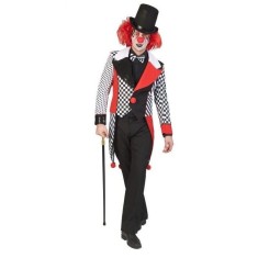 Frac Jester Harley, costum arlechin barbati carnaval, negru rosu - M/L