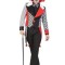 Frac Jester Harley, costum arlechin barbati carnaval, negru rosu - M/L