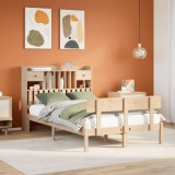 vidaXL Pat cu bibliotecă fără saltea, 135x190 cm, lemn masiv de pin 3321824