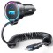 Joyroom &Icirc;ncărcător auto 3 &icirc;n 1 cu cablu USB tip C, 1,5 m, 55 W, negru (JR-CL07)