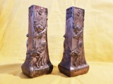DOUA VAZE SOLIFLORE DIN METAL ARGINTAT-STIL ART NOUVEAU-ATELIER EUROPEAN CCA 1900-1910