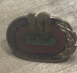 Insigna AMS1 Insigna Veche Cel Mai Bun Sportiv Din 10 - Pista Atletism Cununa Laurei - Emblema Vintage Colectie Retro Metal Emailat Epoca