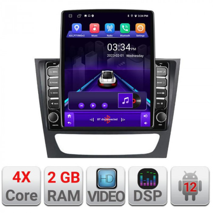 Navigatie dedicata Mercedes W211 W219 K-090 ecran tip TESLA 9.7&quot; cu Android Radio Bluetooth Internet GPS WIFI 2+32 DSP Quad Cor CarStore Technology