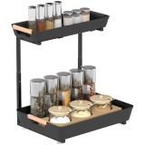 HOMCOM Raft de bucătărie, Reglabil &icirc;n &icirc;nălțime cu 2 Coșuri, Bar pentru Cafea, 40 x 30 x 33,5-42 cm | Aosom Romania