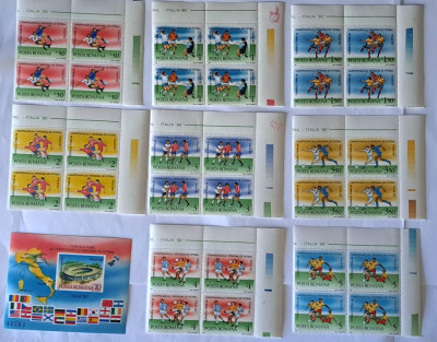 TIMBRE ROMANIA LP1237;1238 Turneul Final -ITALIA 90- Bl. 4 + Colita nedant. MNH foto