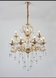 Candelabru Clasic Grandios Cu 12 Brate, Finisaj Auriu Lucios, Decor Cu Cristale, 12 X E14, &Oslash;750&times;H1000 Mm