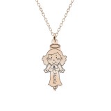 Little Angel - Colier personalizat fetita ingeras din argint 925 placat cu aur roz