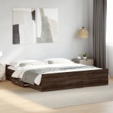 VidaXL Cadru de pat cu sertare stejar maro 200x200 cm lemn prelucrat 3280271