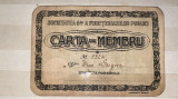 CARTA DE MEMBRU,SOCIETATEA GENERALA A FUNCTIONARILOR PUBLICI 1919