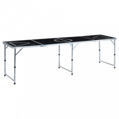 vidaXL Masă de joc cu bere tip ping pong, pliabilă, negru, 240 cm