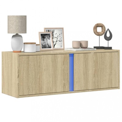 Gossi dulap tv de perete cu lumini led, stejar sonoma, 100x31x35 cm foto