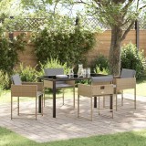 vidaXL Set de masă pentru grădină cu pernă 5 pcs Bej Rattan poli
