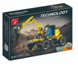 Set cuburi constructie Excavator cu mecanism pull back 489 piese