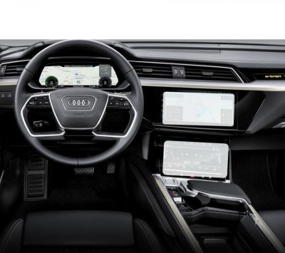 Folie Protectie Navigatie Audi e-tron 2019+, Duragon, protectie Display Navigatie si Display AC, silicon Transparent, Anti-zgarieturi, kit instalare foto
