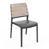Scaun de grădină din plastic Porto cenușă-grafit