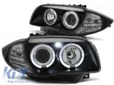 Set de faruri de tuning cu ochi de &icirc;nger halogen potrivit pentru BMW 1 E81 2004-2011 / E82 2007-2011 / E87 2004-2011 / E88 2007-2013, stanga si dreapt