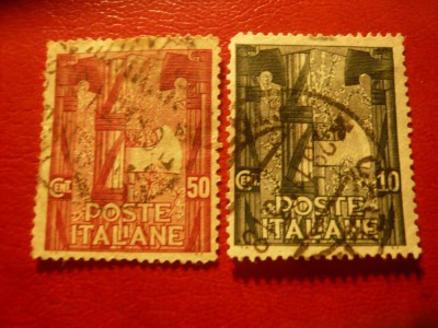2 Timbre Italia 1923 50C si 10C - Targul de la Roma , stampilate foto