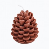 Lumanare Parfumata de Craciun, Model Con de Pin, din Ceara de Soia, Cadou Creativ Handmade de Craciun, 7 x 6.5 x 6.5 cm, Maro