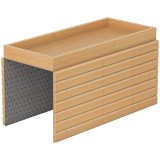 Tavă HOMCOM pentru brațul canapelei din bambus, Tapițerie flexibilă cu tavă, Culoare lemn | Aosom Romania