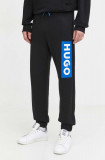 Cumpara ieftin HUGO Blue pantaloni de trening din bumbac culoarea negru, cu imprimeu 50522365