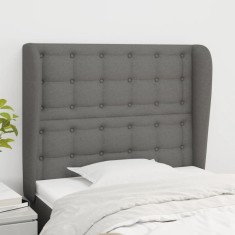 vidaXL Tăblie de pat cu aripioare gri &icirc;nchis 83x23x118/128 cm textil 3118365