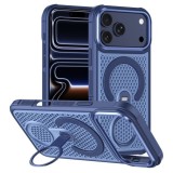 Husa pentru iPhone 18 Pro Max compatibila cu MagSafe Anti-Soc, Design Mesh, Inel Rotativ 360, Albastru
