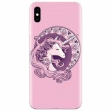 Husa silicon pentru Apple Iphone X, Purple Unicorn