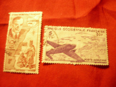 2 Timbre Africa Occ. Franceza - 1947 - Aviatie : 50f si 8 fr stampilate foto