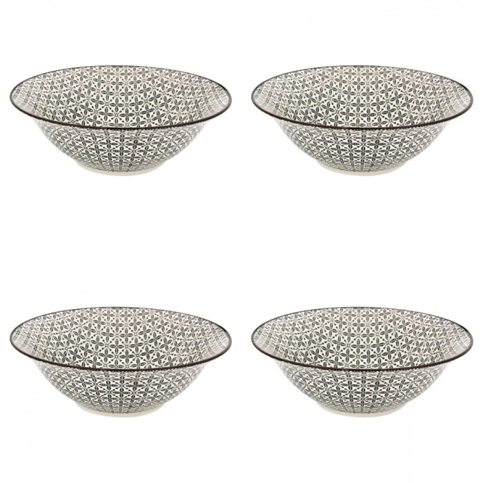 Set boluri, 4 piese, 1.65 L, Portelan, Negru