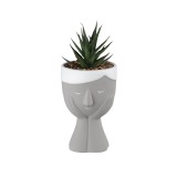 Ghiveci decorativ cu planta artificiala si pietre, 7.8x18 cm, ATU-085508, Oem
