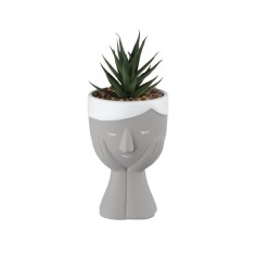 Ghiveci decorativ cu planta artificiala si pietre, 7.8x18 cm, ATU-085508