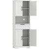 HOMCOM Mobilier de Bucătărie cu Sertar și 2 Dulapuri cu Rafturi Reglabile Alb | Aosom Romania