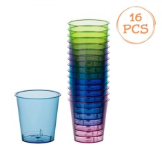 Pahare Shot Plastic, Reutilizabile, Set 16 Bucăți, Multicolor, Capacitate 30ml