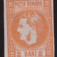 RO-19=Romania 1868 Carol cu favoriti 2 bani portocaliu sarniera MLH